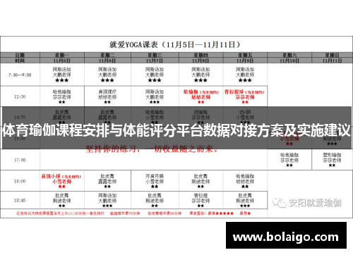 体育瑜伽课程安排与体能评分平台数据对接方案及实施建议